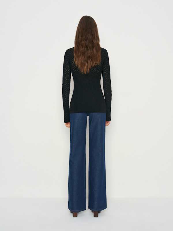 Sutton Regenerative Merino Open Knit Sweater - Black