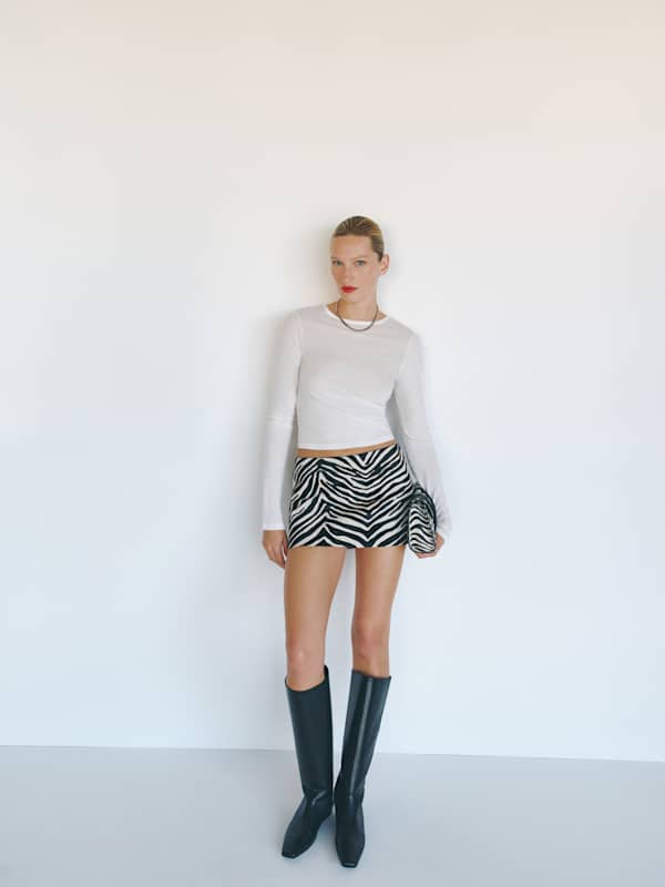 Veda Carla Low Waist Leather Skirt - Zebra Haircalf