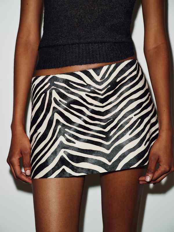 Veda Carla Low Waist Leather Skirt - Zebra Haircalf