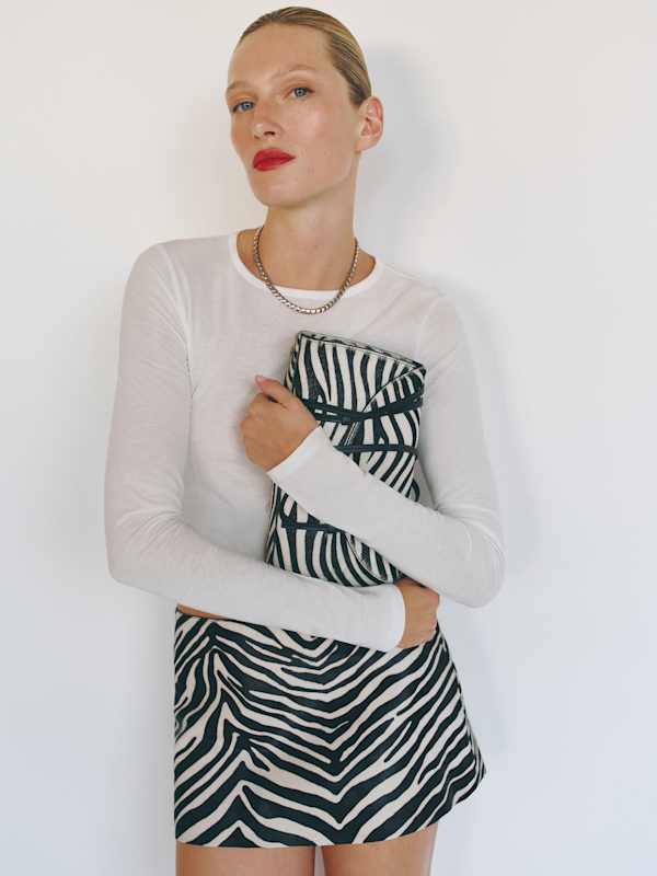 Veda Carla Low Waist Leather Skirt - Zebra Haircalf