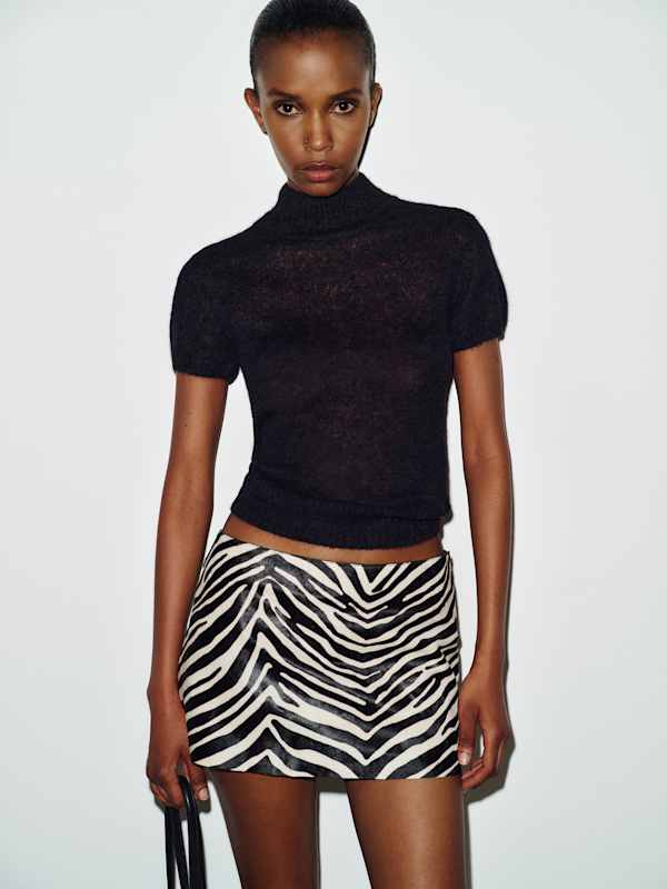 Veda Carla Low Waist Leather Skirt - Zebra Haircalf