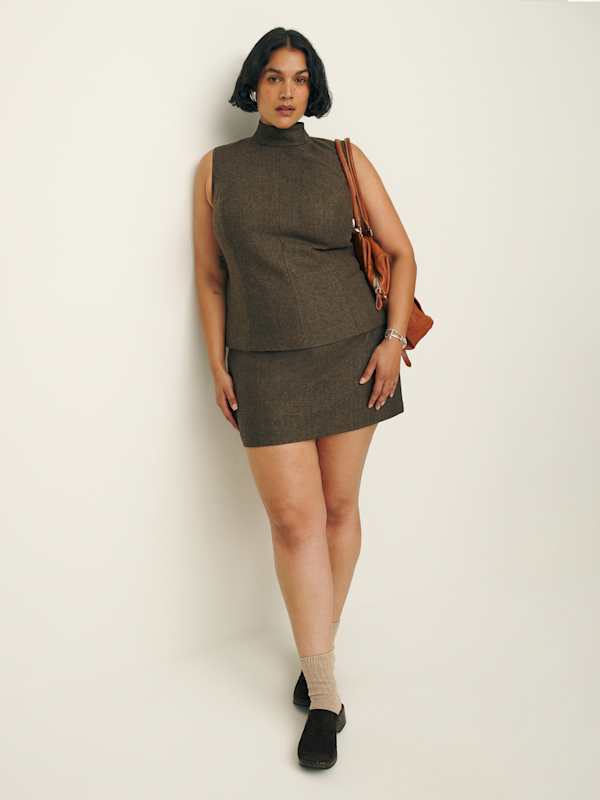 Sutton Top Es - Brown Herringbone