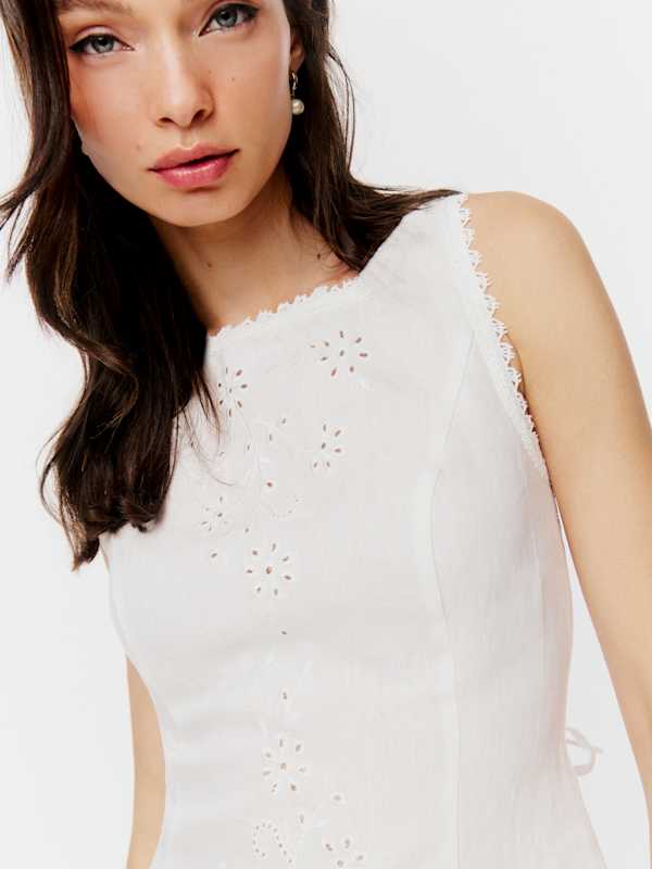 Lorie Linen Top - White