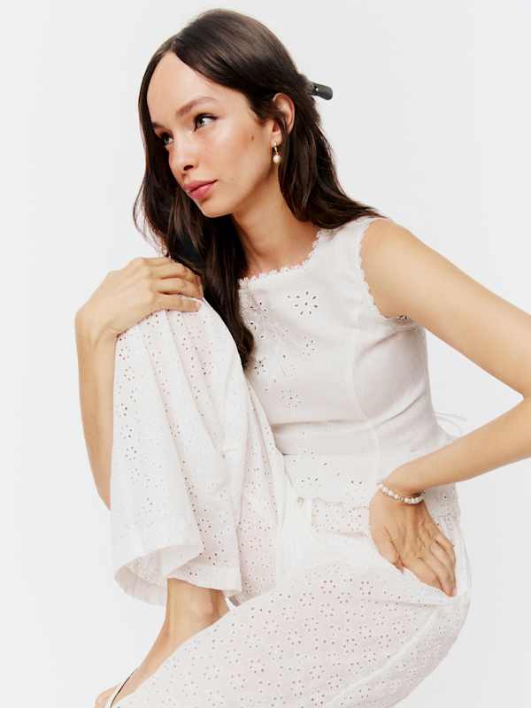 Lorie Linen Top - White