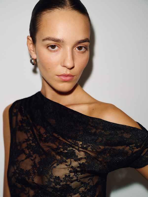 Belle Knit Top - Black Lace