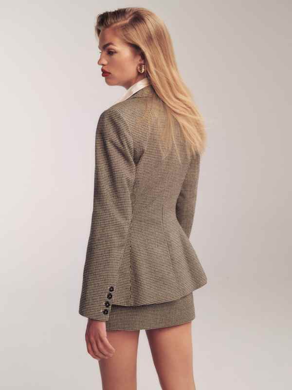 Bondi Blazer - Tan Houndstooth
