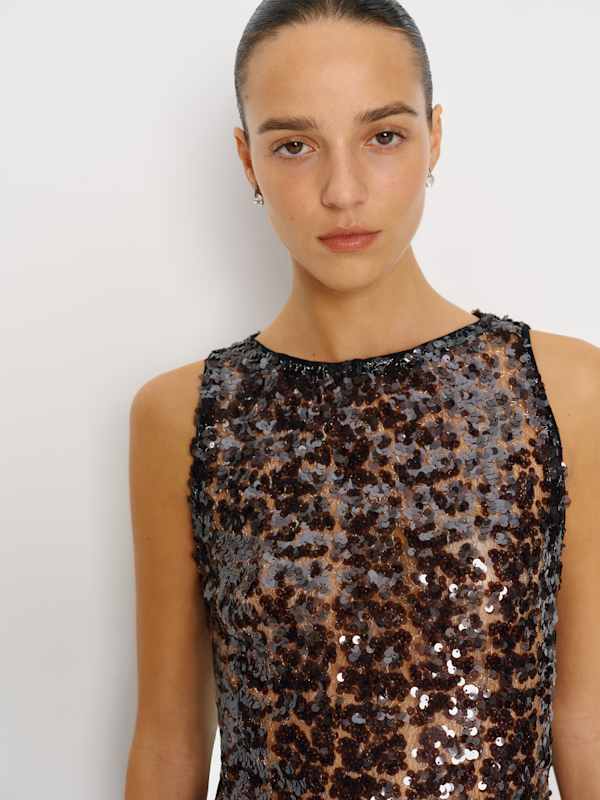 Lisa Knit Top - Black Sheer Sequin