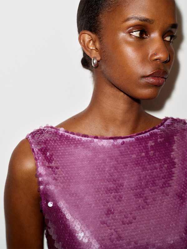 Lisa Knit Top - Purple Sequin