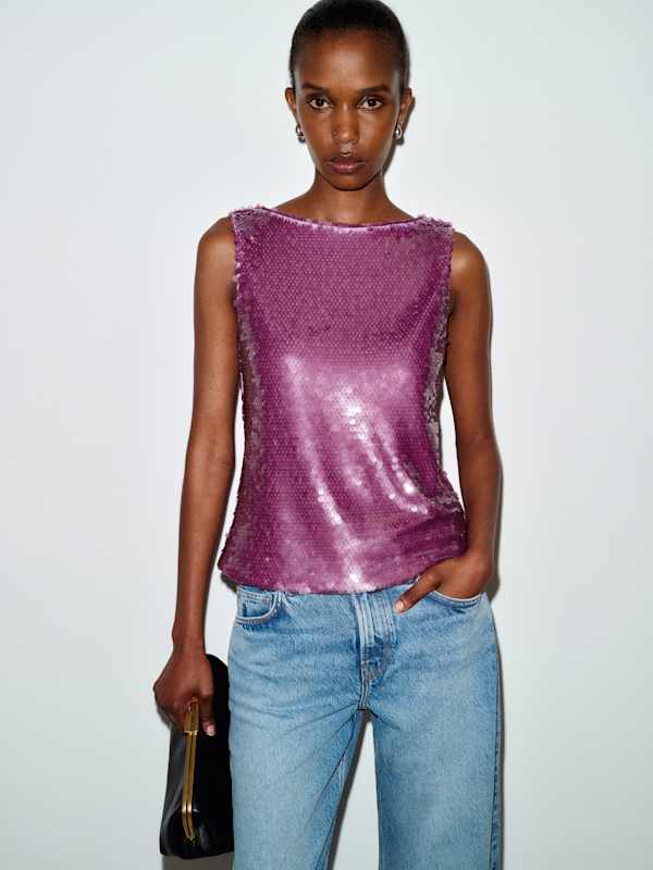 Lisa Knit Top - Purple Sequin