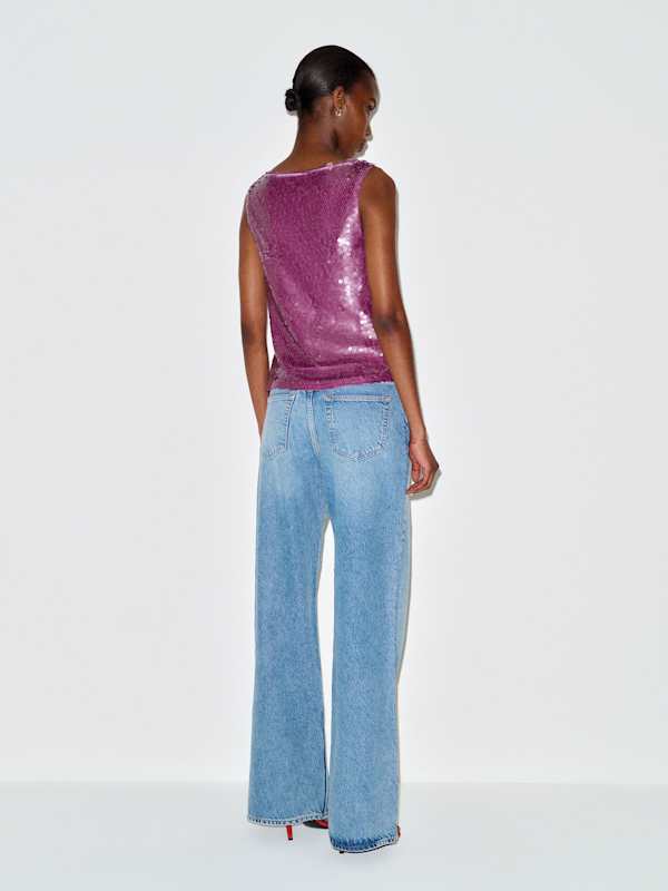 Lisa Knit Top - Purple Sequin