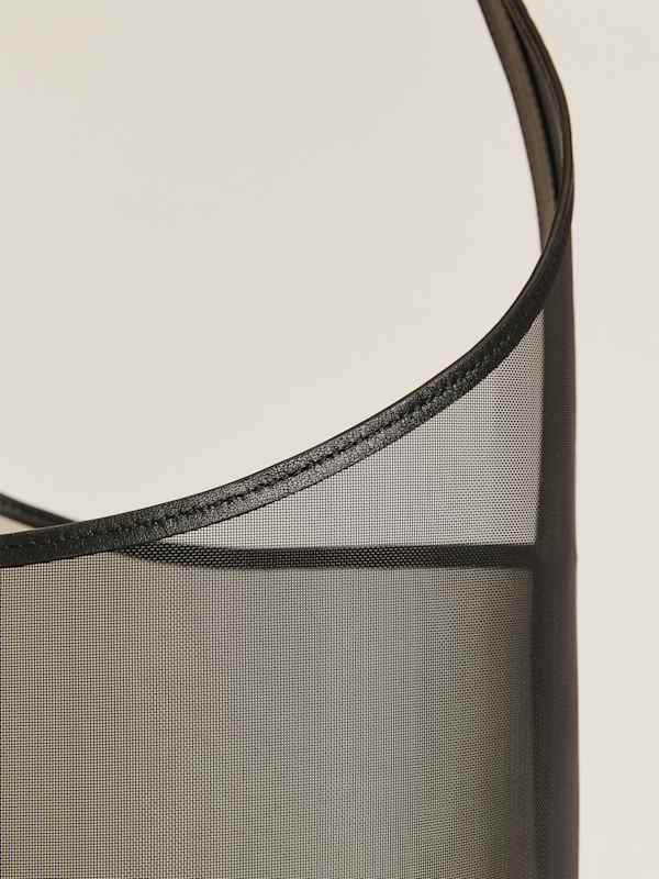 Medium Mesh Silvana Bucket Bag - Black Mesh