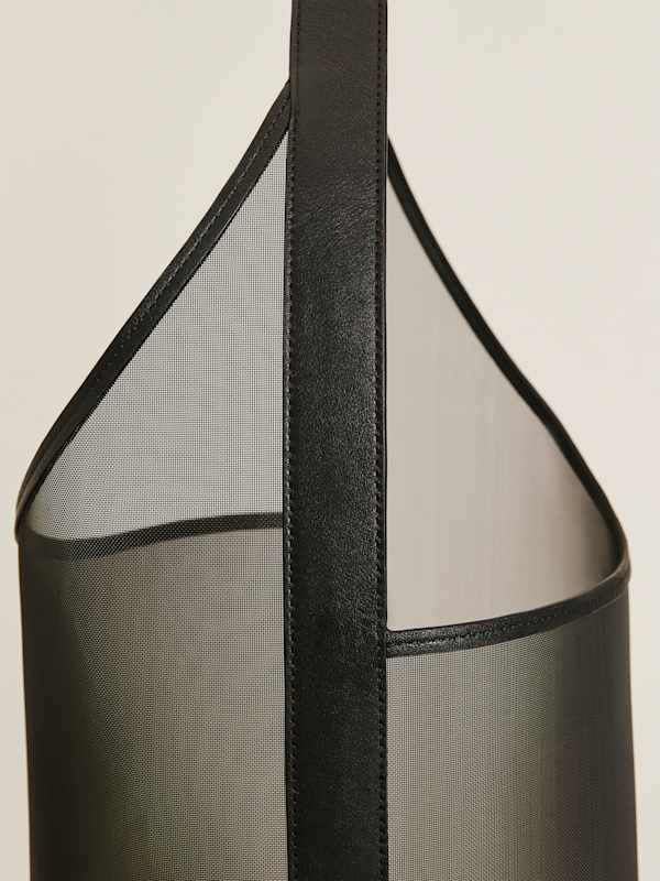 Medium Mesh Silvana Bucket Bag - Black Mesh