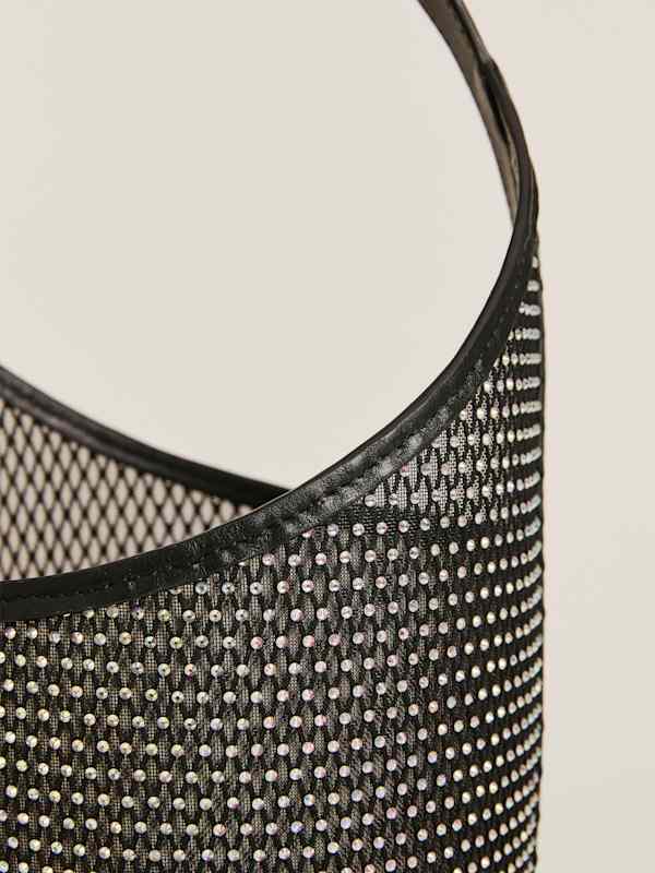 Small Mesh Silvana Bucket Bag - Black Sparkle Mesh