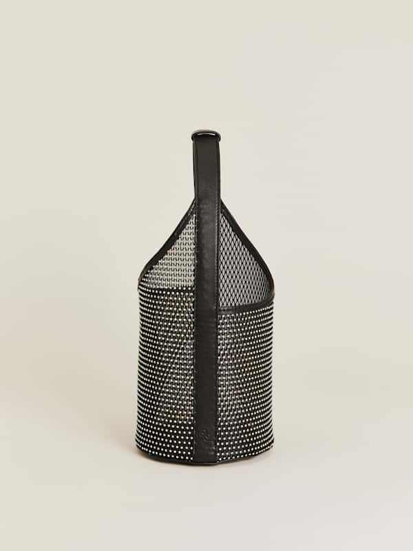 Small Mesh Silvana Bucket Bag - Black Sparkle Mesh