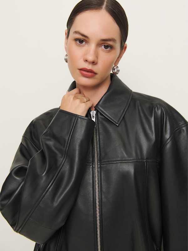 Veda Bennett Oversized Leather Bomber - Black