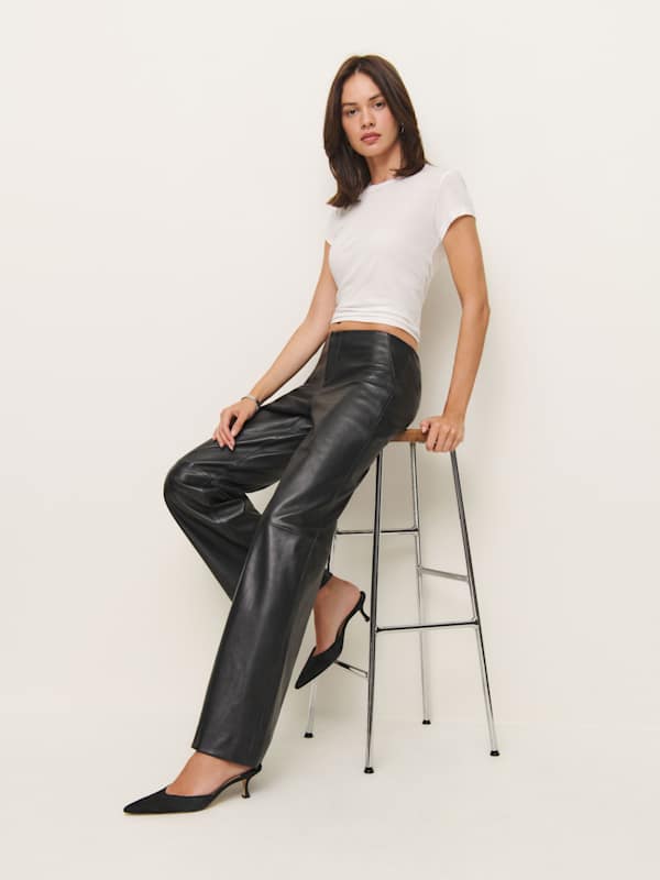 Veda Vida Low Rise Leather Pant - Black