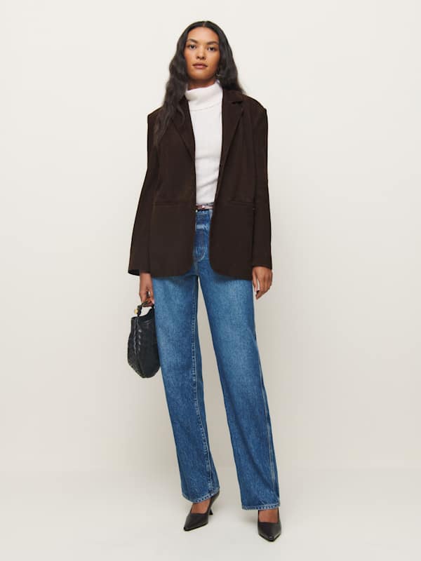 Veda Leon Oversized Blazer - Mole Suede