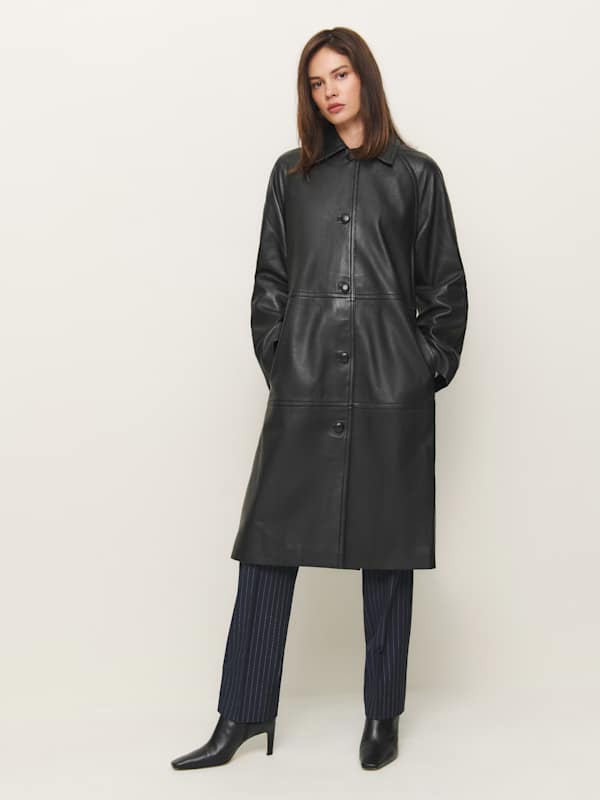 Veda Beck Leather Trench - Black