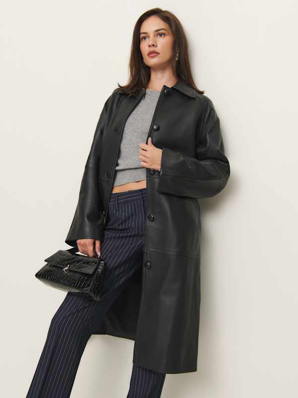 Veda Beck Leather Trench - Black