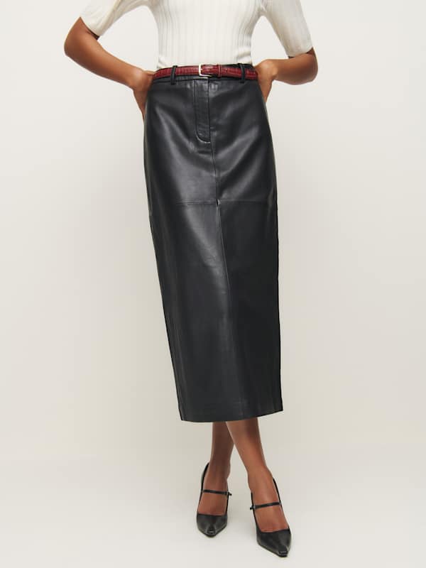 Veda Julia Leather Skirt - Black