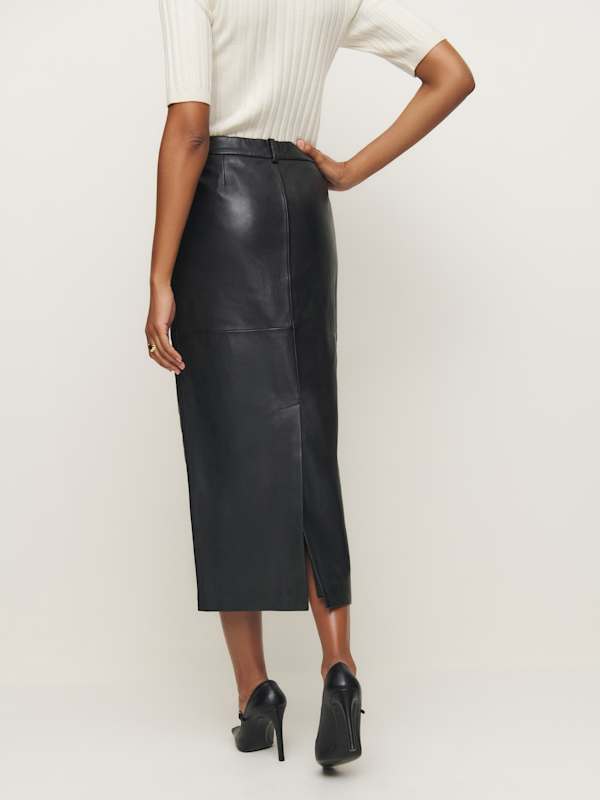 Veda Julia Leather Skirt - Black