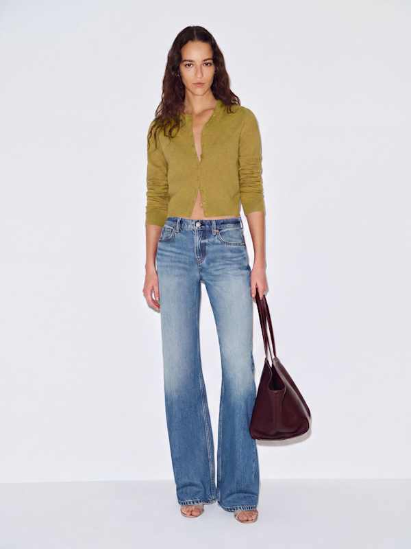 Caspia Cashmere Cropped Cardigan - Chartreuse