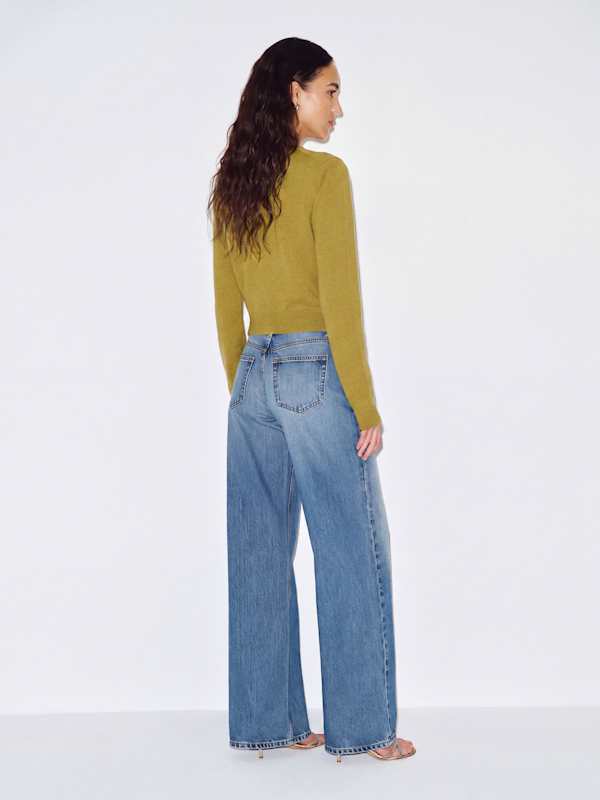 Caspia Cashmere Cropped Cardigan - Chartreuse