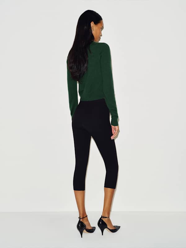 Caspia Cashmere Cropped Cardigan - Dark Pine