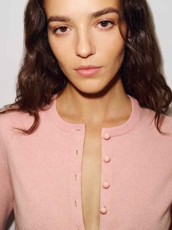 Caspia Cashmere Cropped Cardigan - Lotus