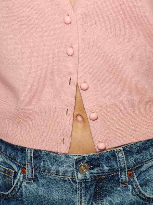 Caspia Cashmere Cropped Cardigan - Lotus