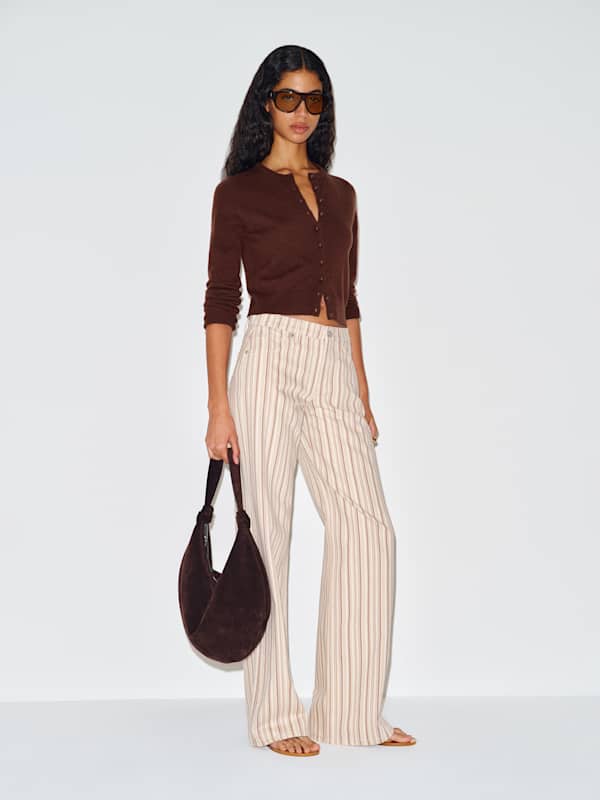 Caspia Cashmere Cropped Cardigan - Mahogany