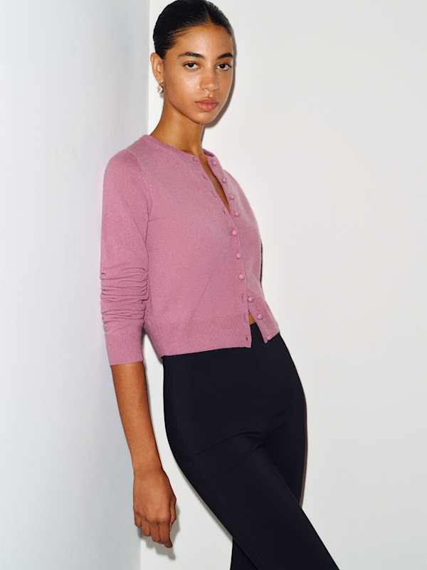 Caspia Cashmere Cropped Cardigan - Narcissus