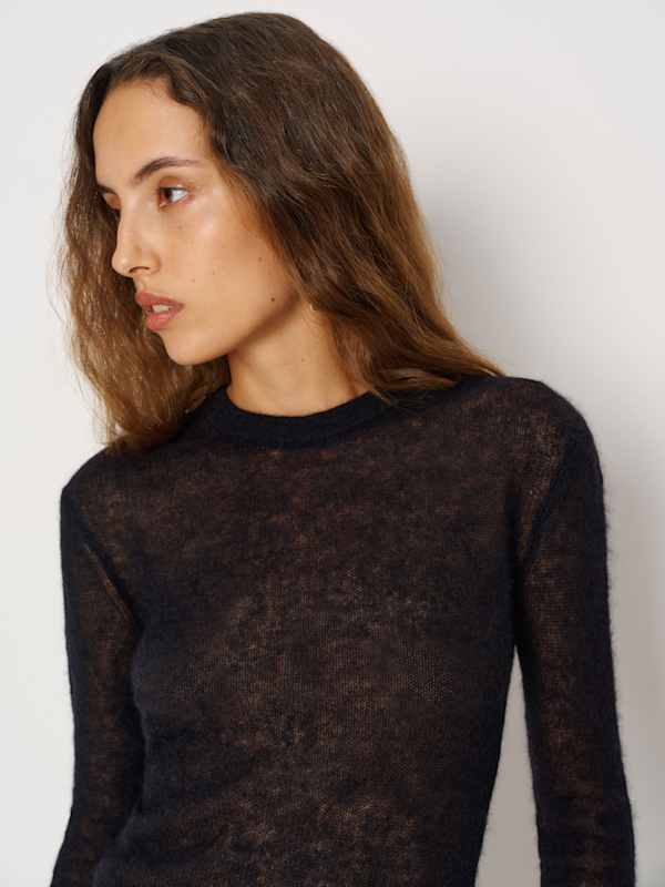Alice Sheer Alpaca Crew - Black