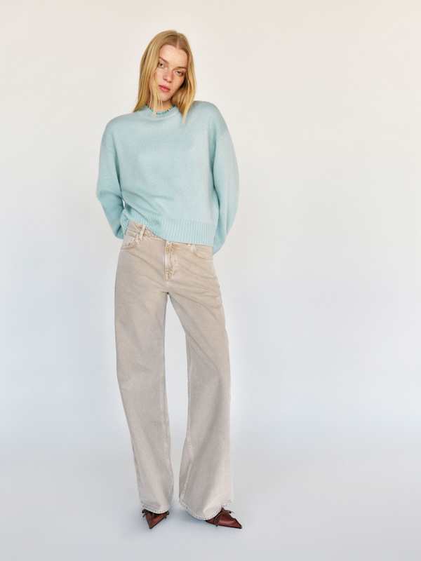 Cove Cashmere Oversized Crew - Aquamarine