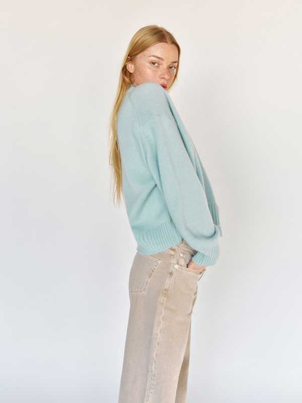 Cove Cashmere Oversized Crew - Aquamarine