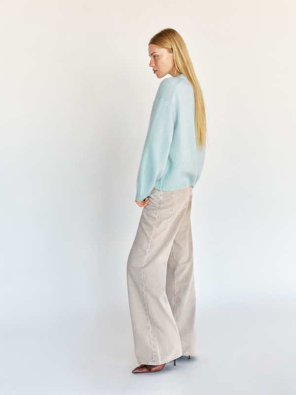 Cove Cashmere Oversized Crew - Aquamarine