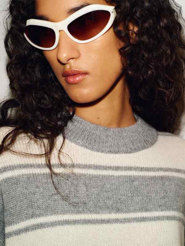 Cove Cashmere Oversized Crew - Husky Fior Di Latte Stripe