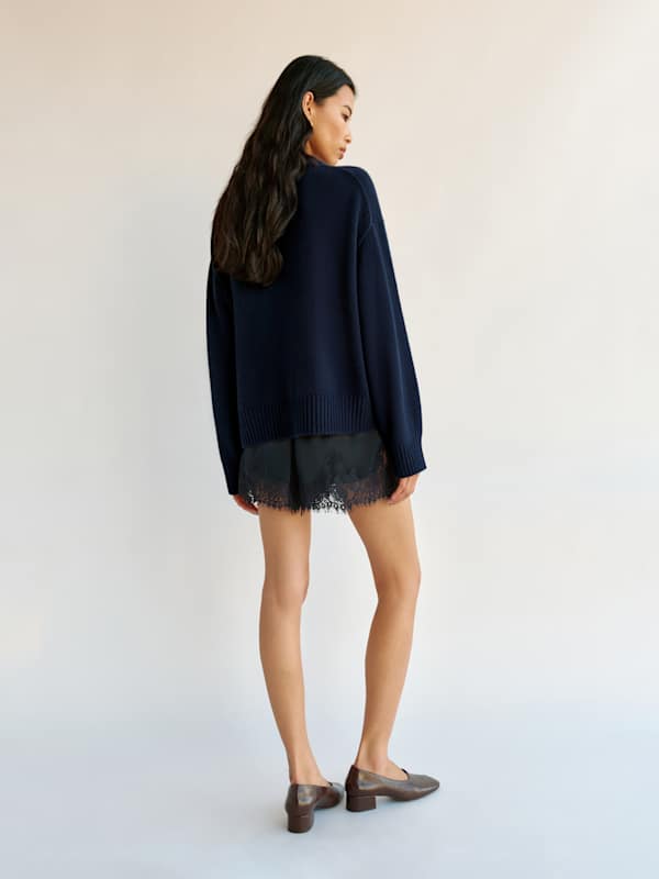 Cove Cashmere Oversized Crew - Navy
