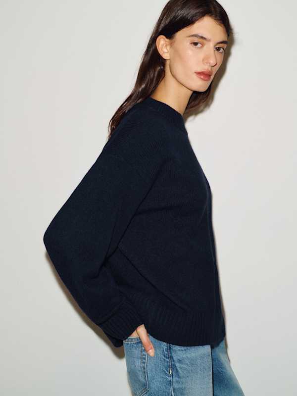 Cove Cashmere Oversized Crew - Navy