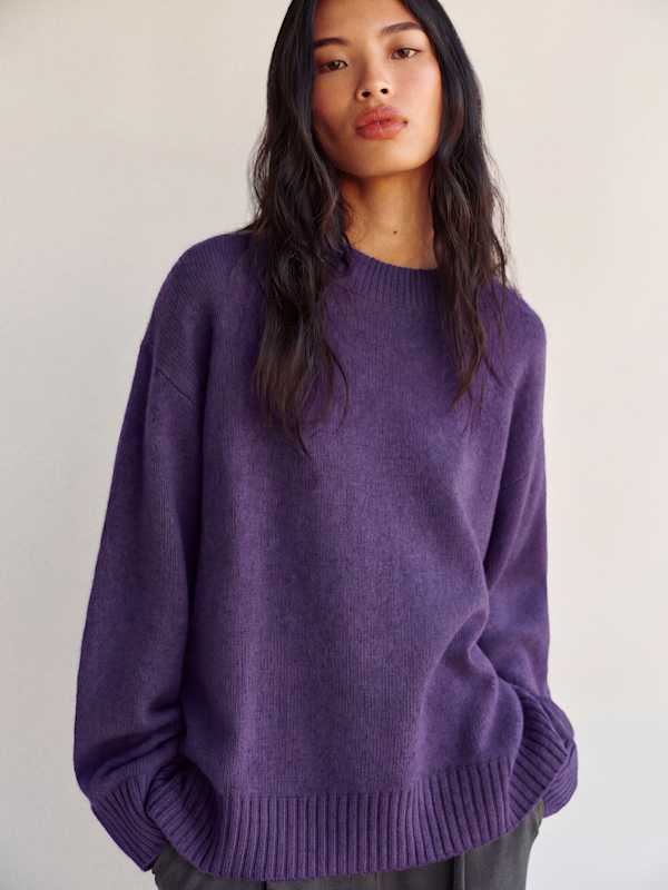 Cove Cashmere Oversized Crew - Purple