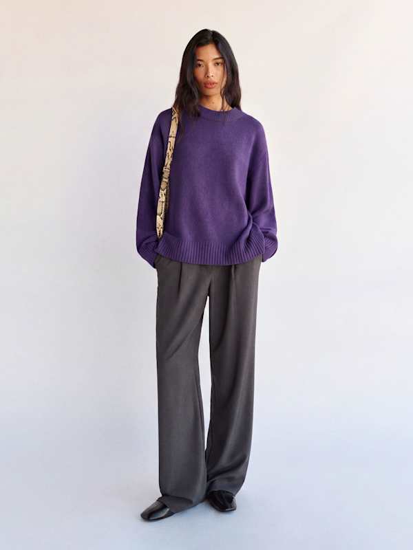 Cove Cashmere Oversized Crew - Purple