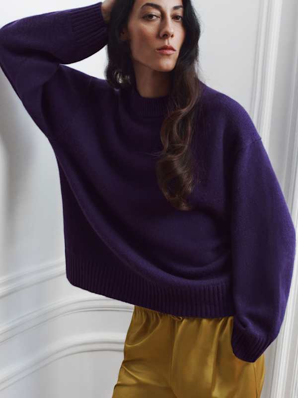 Cove Cashmere Oversized Crew - Purple