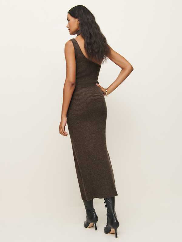 Julianna Cashmere Scarf Sweater Dress - Walnut