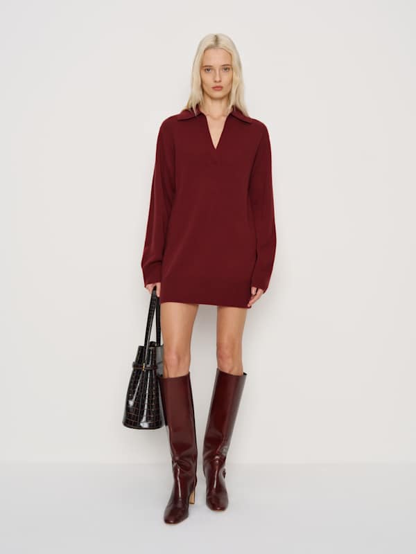 Maeve Cashmere Polo Dress - Chianti