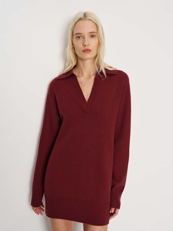 Maeve Cashmere Polo Dress - Chianti