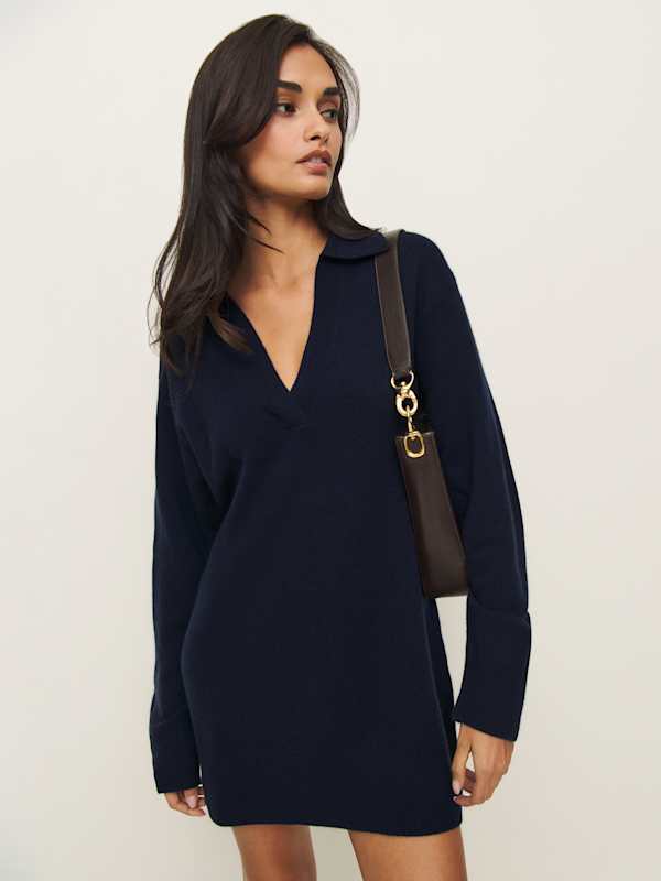 Maeve Cashmere Polo Dress - Navy