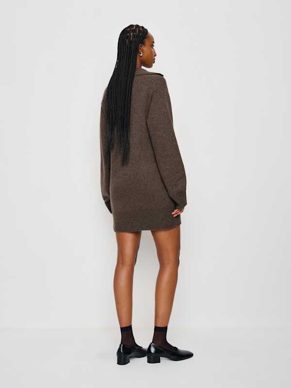 Maeve Cashmere Polo Dress - Walnut