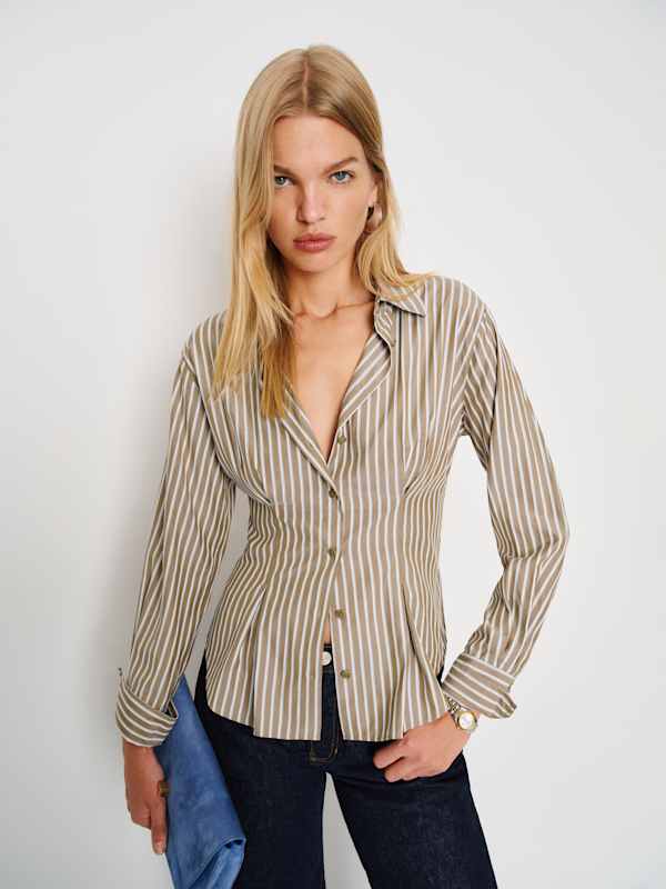 Becker Shirt - Mushroom Blue Stripe