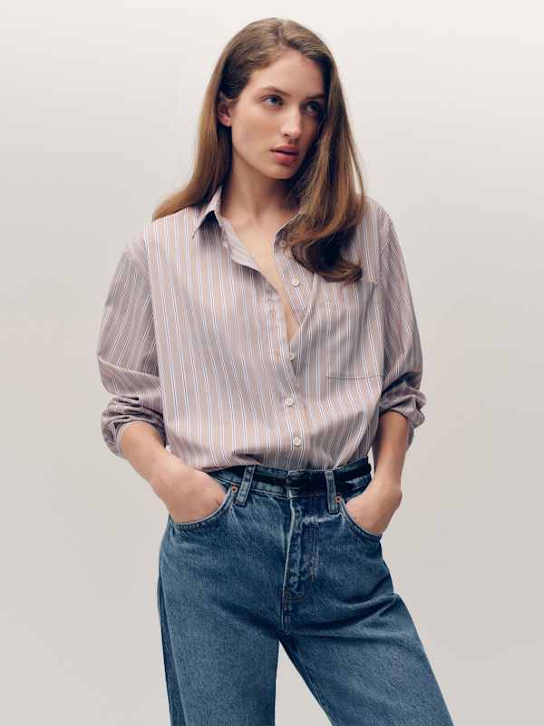 Eli Oversized Shirt - Cottage Stripe