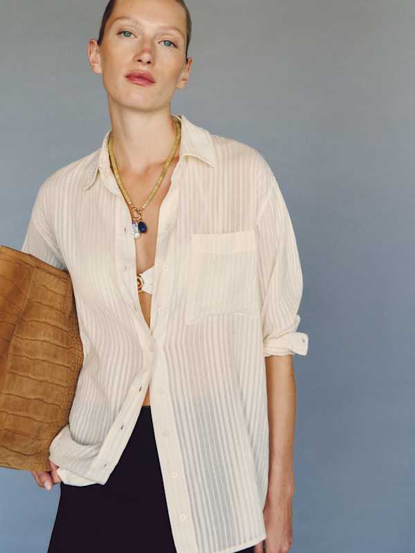 Eli Oversized Shirt - Fior Di Latte Stripe